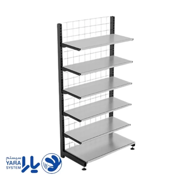 قفسه فروشگاهی یک طرفه خودایستا (پشت توری)