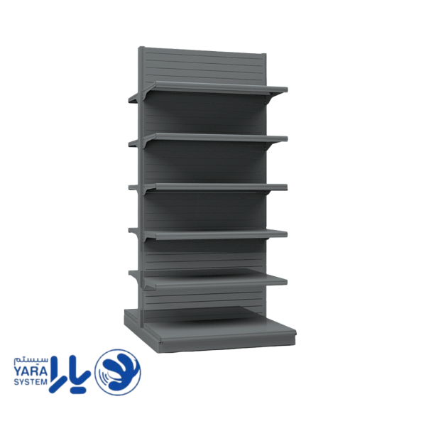 دوطرفه-طوسی قفسه فلزی دوطرفه وسط فروشگاهی